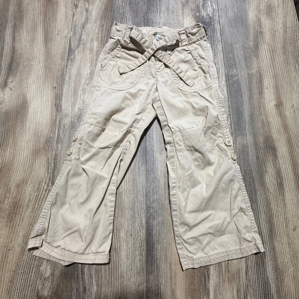 Gymboree Girls Cotton Twill Belted Cargo Pants Size 3 Khaki